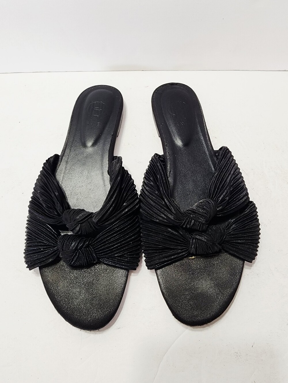 Revolve Raye Black Knotted Ribbed Slide Mules Size Size 7.5